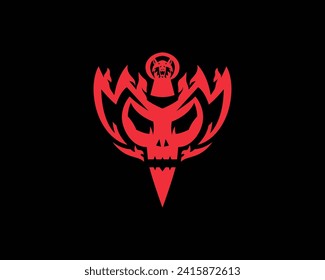 skull and fire sword logo,Simple and modern sword