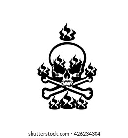 Skull with fire symbol