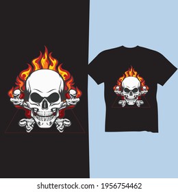 Skull and Fire T-shirt Design Skull 
