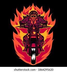 skull fire tshirt vector illustration