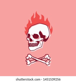 skull fire vector art design