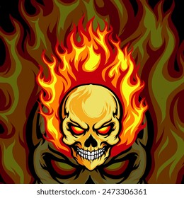 Skull fire vector design illustration