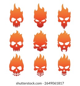 Skull With Fire Vector Illustration