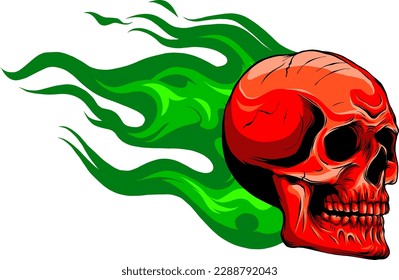 Skull fire vector illustration on white background