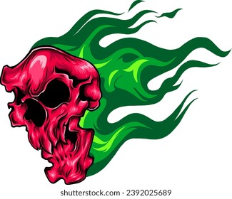 Skull fire vector illustration on white background digital hand draw