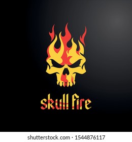 Skull fire vector image. Skull and flame