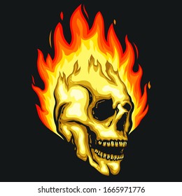 Skull fire vector logo design