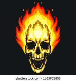 Skull fire vector logo design