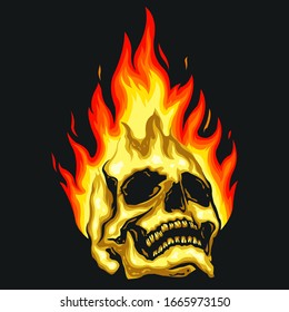 Diseño del logotipo del vector de incendio de cráneo