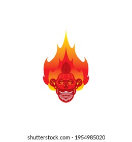 Skull fire vector logo design
