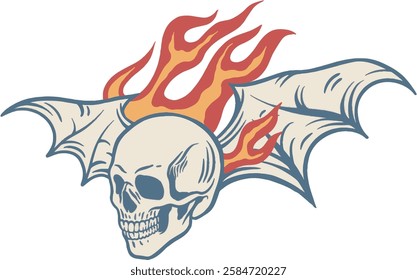 Skull fire vintage illustration vector