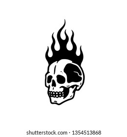 SKULL IN FIRE WHITE BACKGROUND