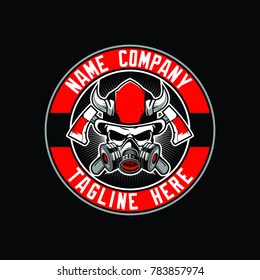 skull firefighter logo template
