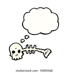 skull fish bones cartoon