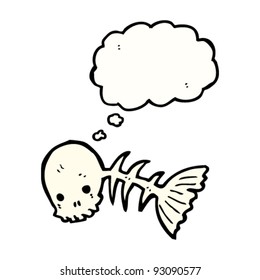 skull fish bones cartoon