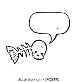 skull fish bones with speech bubble