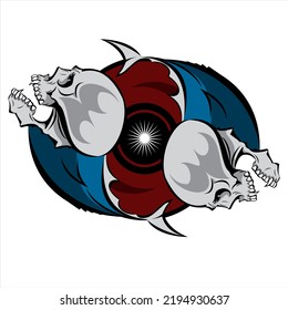 skull fish t-shirt design poster
