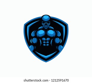 skull fitness logo design vector
