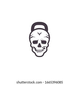 Skull Fitness vector logo design. Modern professional train hard sport template logo design.