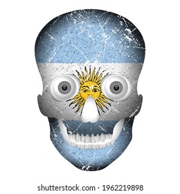 Skull flag Argentina on a white background. Vector illustration.