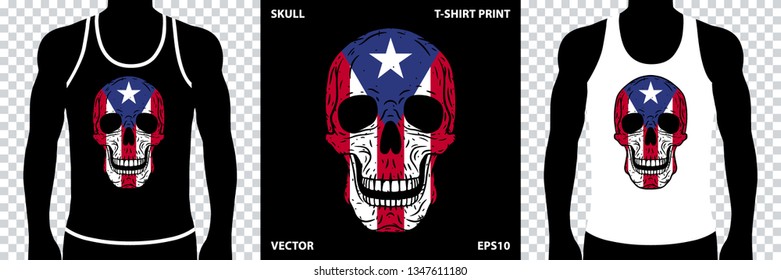 Skull. Skull with flag of Cuba. Vector illustration for printing on t-shirts, stickers, posters and more.