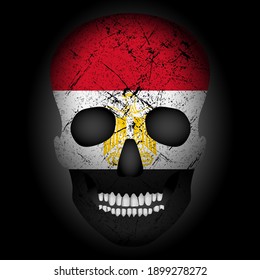 Skull bandera de Egipto sobre un fondo negro. Ilustración vectorial.
