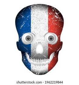 Skull flag France on a white background. Vector illustration.