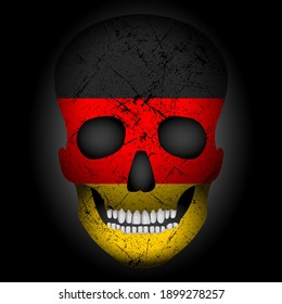 Skull flag Germany on a black background. Vector illustration.
