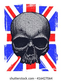 Skull and Flag Great Britain. vector illustration