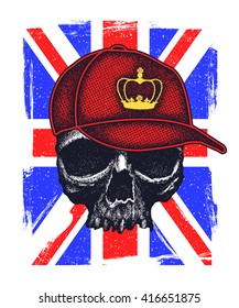 Skull and Flag Great Britain. vector illustration