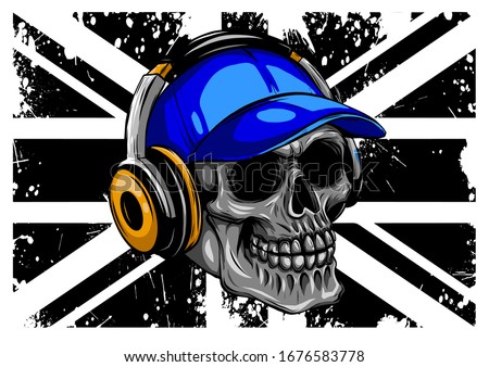 Skull and Flag Great Britain. vector illustration