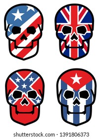 skull with flag, grunge vintage design t shirts