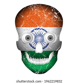 Skull flag India on a white background. Vector illustration.