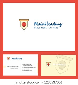 Skull flag Logo design with Tagline & Front and Back Busienss Card Template. Vector Creative Design