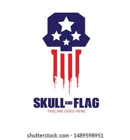 Skull and Flag logo. vector