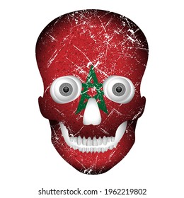 Skull flag Morocco on a white background. Vector illustration.