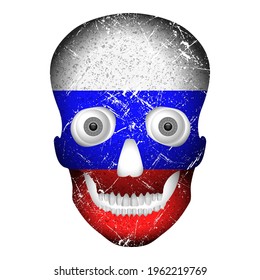 Skull flag Russia on a white background. Vector illustration.