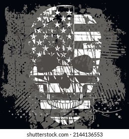 skull with flag of usa, grunge vintage design t shirts