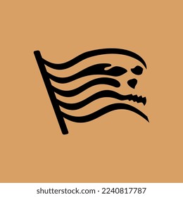 logotipo de ilustración vectorial de la bandera del cráneo, moda fresca, moderna, adecuada para tatuajes, mascota, icono, empresa, empresa, logotipo, marca, etc