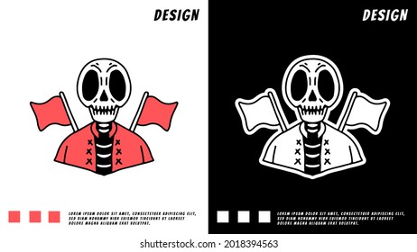 skull with flags in retro style. illustration for t shirt.