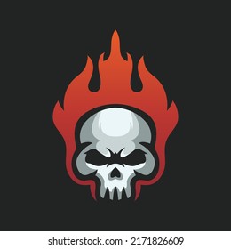 skull with flame logo concept