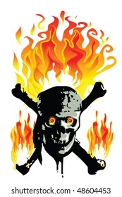Skull in flames
