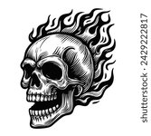 Skull with flames all over