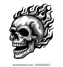 Skull with flames all over