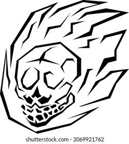 Skull in flames with mostacho, vector icon transparent