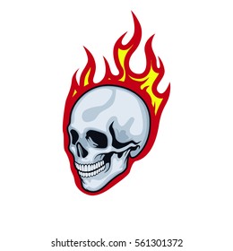 Skull On Fire Flames Vector Illustration Stock Vector (Royalty Free ...