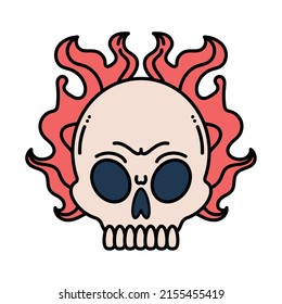 skull with flames tattoo icon