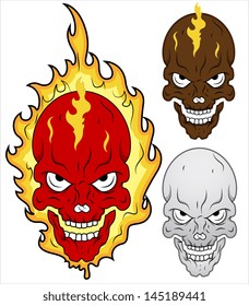 Skull in Flames Vector Illustration