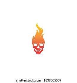 Skull with flames vector logo design. Cool tattoo or logo design.