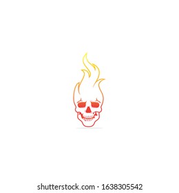 Skull with flames vector logo design. Cool tattoo or logo design.